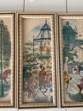 Three Vintage Mid-Century Watercolor